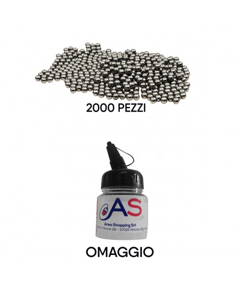 Pallini Piombini 2000 Pezzi Metallo 6 mm 0,80 gr Softair Sport Lucide Argentate