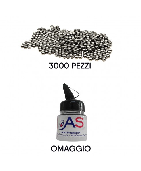 Pallini Piombini 3000 Pezzi Metallo 6 mm 0,80 gr Softair Sport Lucide Argentate