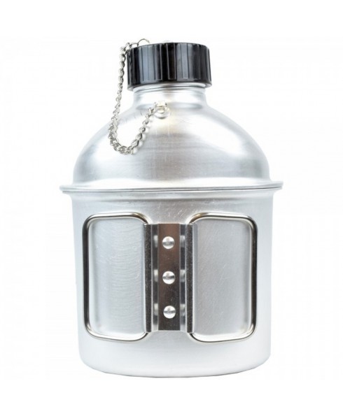 Borraccia Fiaschetta Bottiglia Militare in Alluminio con Tazza Bicchiere 1 Litro