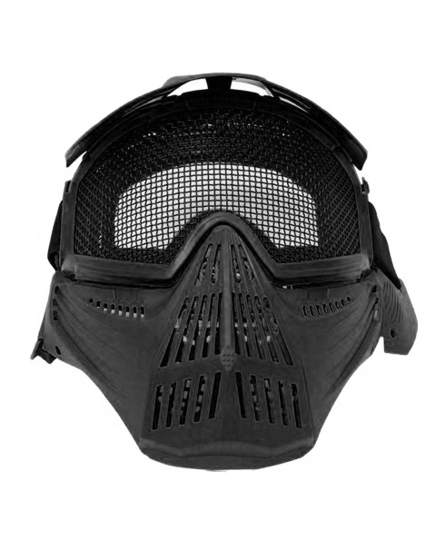 Maschera Soft Air Nera Protezione Totale Viso con Rete Accessori Softair