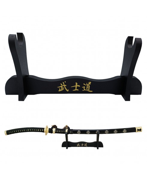 Shop SoftAir® Supporto per Katana del Dragone da Samurai da Tavolo in Legno con Scritte Giapponesi Espositore da Pavimento da 1 Posto