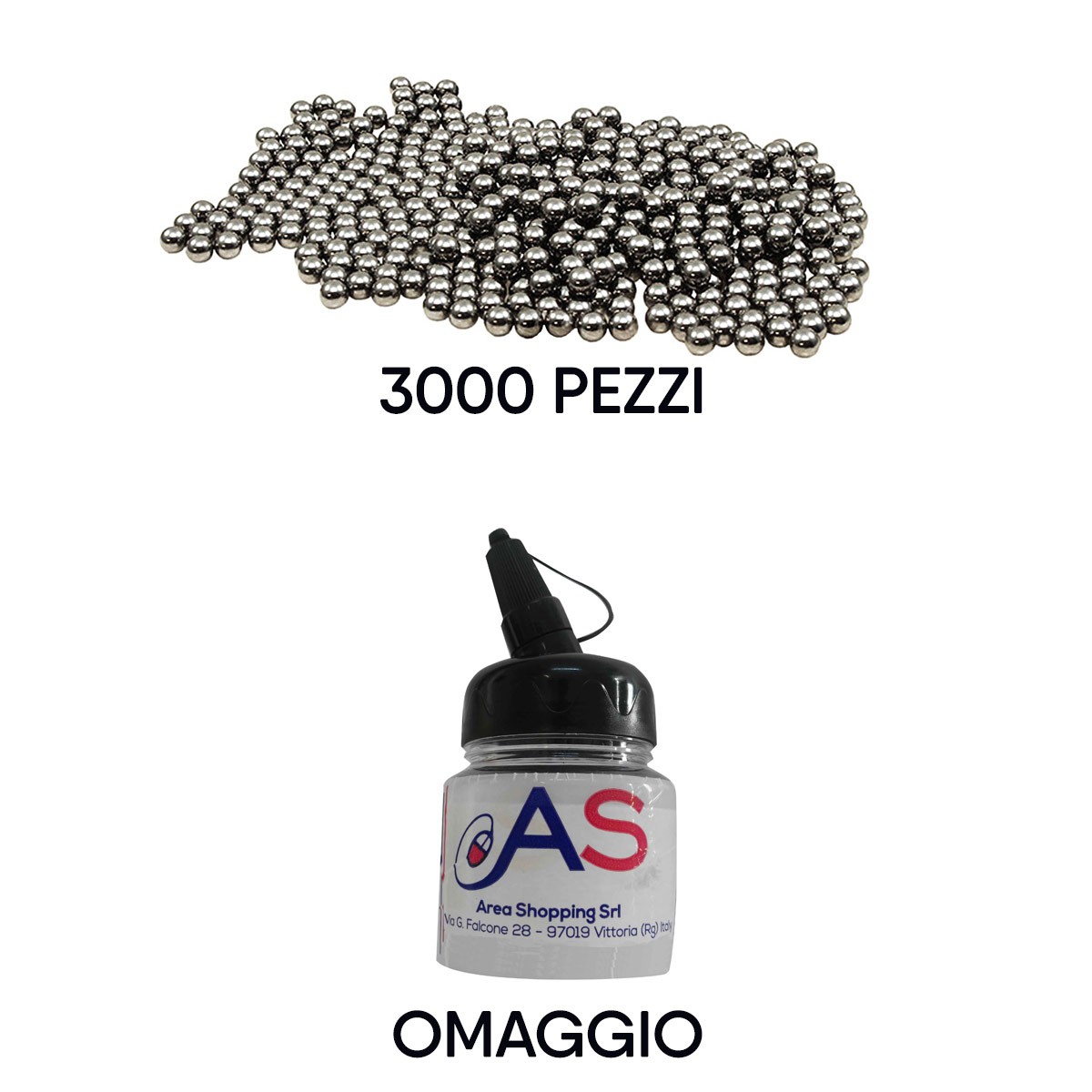 Pallini Piombini 3000 Pezzi Metallo 6 mm 0,80 gr Softair Sport Lucide Argentate