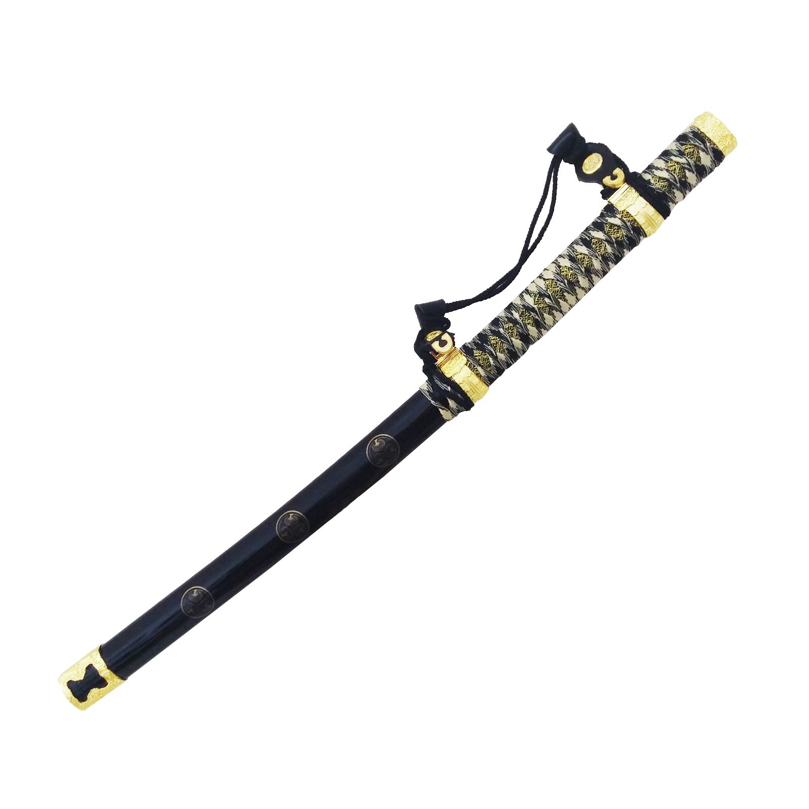 AMONT Katana Giapponese Decorativa Con Drago - Lama In Acciaio Inox 65,5 Cm, Lunghezza Totale 102 Cm, Guaina Nera, Supporto Incluso, Replica Per Collezionisti