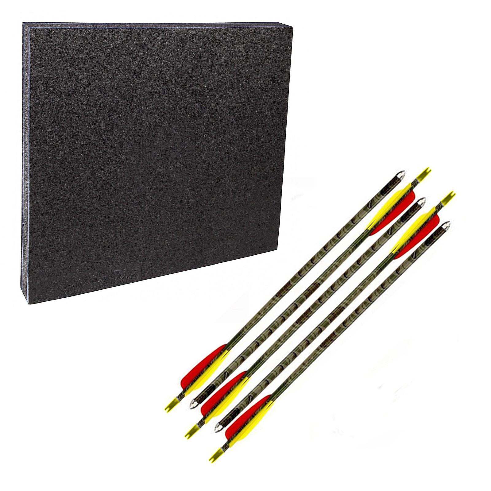 Glac Store® Target Bersaglio Battifreccia Batti Freccia In Schiuma 80x80x7,5cm Nero Tiro Con L'Arco In Schiuma E N. 5 Bersagli Grandi In Carta Con Nome Tiratore
